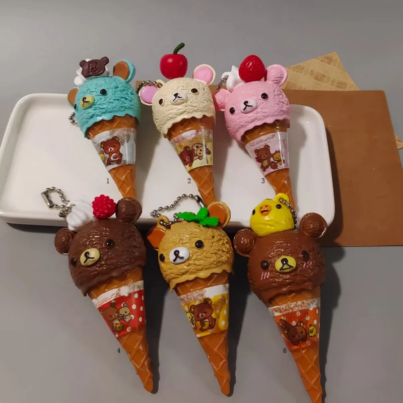 Anime Figure Kawaii Capsule Blind Box Ice Cream Bear Bead Chain Hanging Bag Doll Toy Model Decoration Pendant Birthday Gifts
