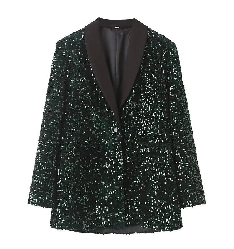 

Faionable All-Match Winter Women's Suit Jaet Long Sve Dr Code Embellied with Beads Versatile Outerwear 9395007 40
