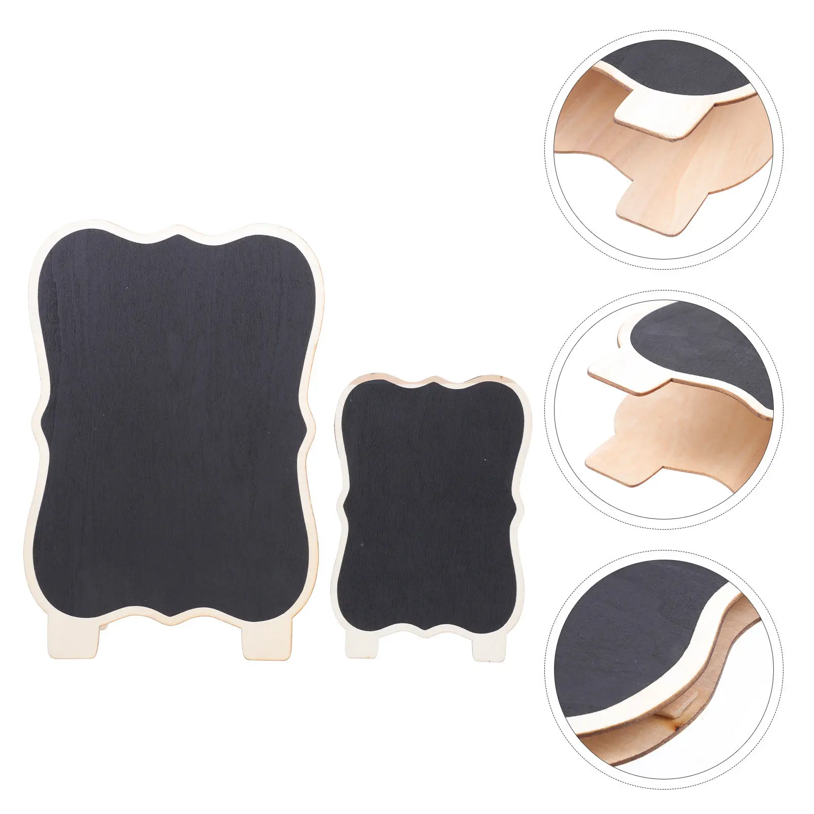 2Pcs Creative Wooden Double Sided Blackboard Mini Message Boards Reusable Chalkboards for Painting Writing Home Office