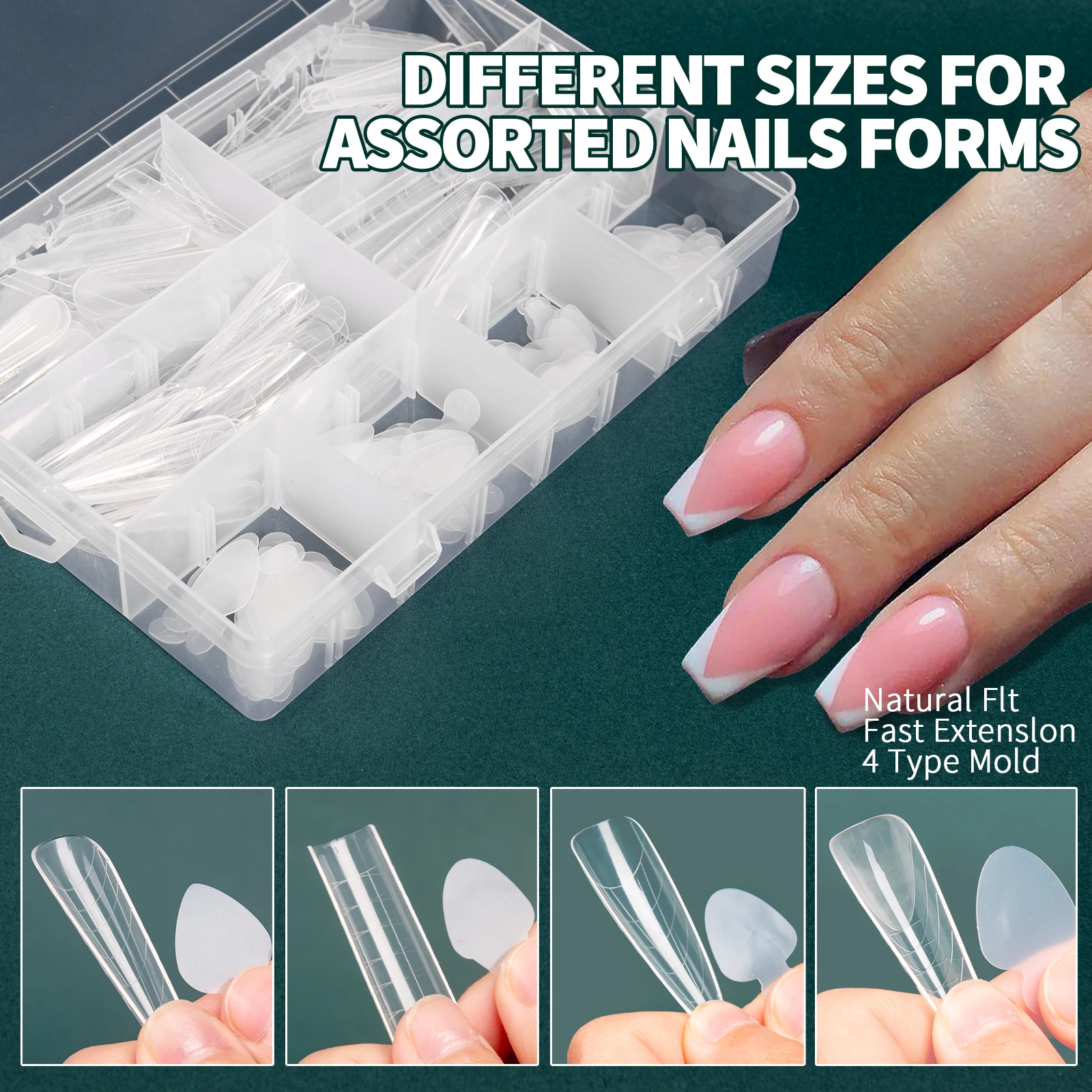 Nailpop Set di forme doppie e cuscinetti in silicone Stampi riutilizzabili con scala Dimensioni di forme multiple disponibili per strumenti per manicure di estensione