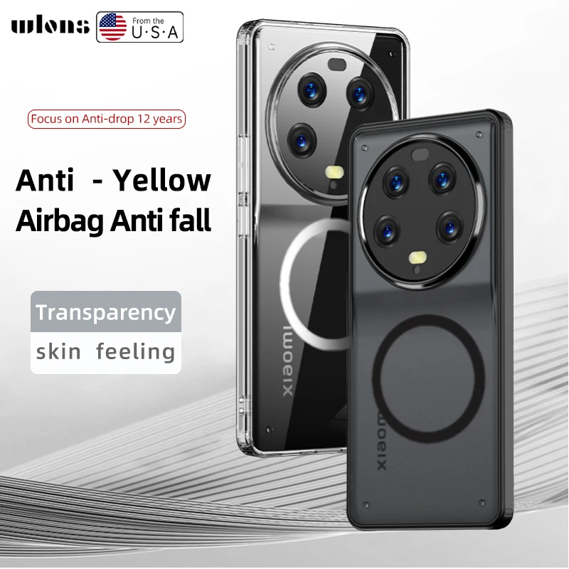 

funda For Xiaomi 13 Ultra Case ELVEV Magnetic Crystal Matte PC + Transparent TPU Anti-fingerprint Back Phone Cover