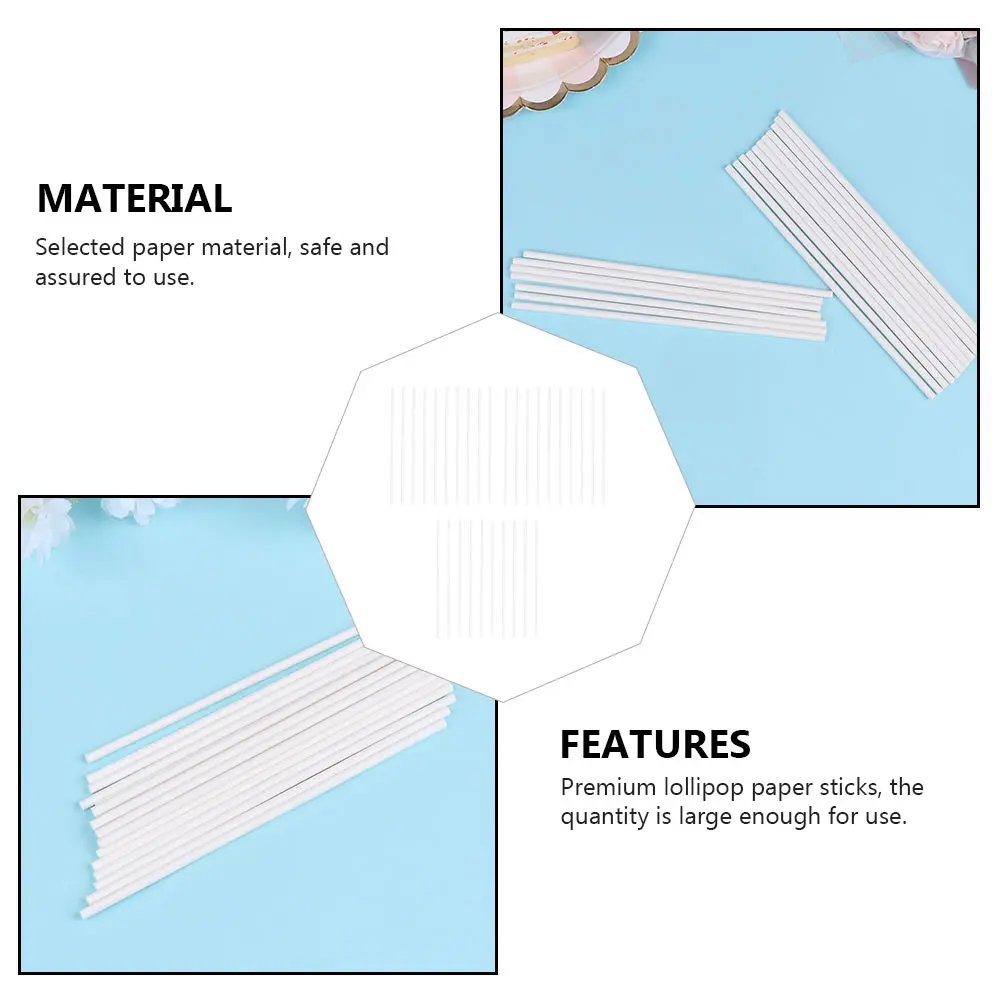 

300 Pcs Baking Paper Sticks Versatile Candy Lollipop Sugar DIY Sucker Material