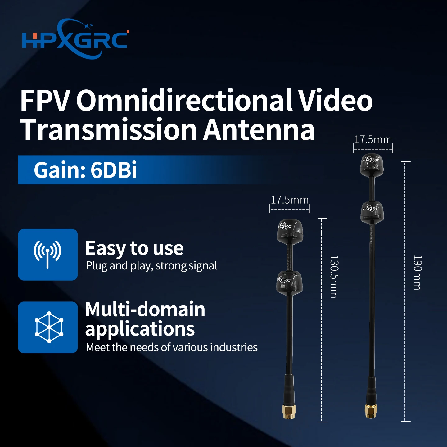 Antena HPXGRC FPV 5.8G LHCP RHCP SMA de largo alcance, adaptador de conector de antena de carreras para dron de carreras FPV Quadcopter