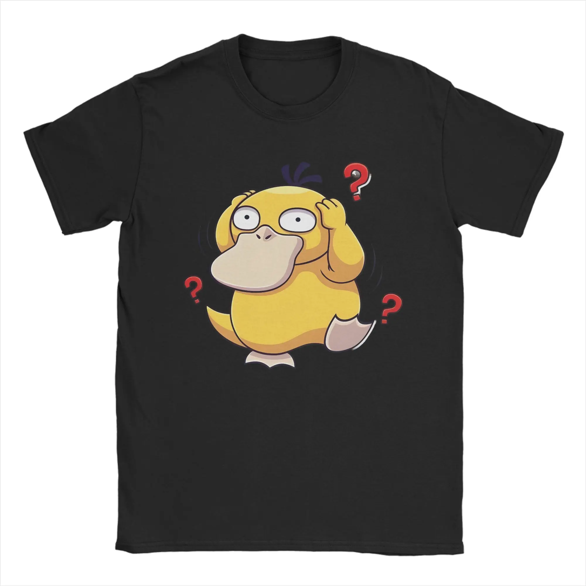Мужские и женские футболки Psyduck Manga, одежда из чистого хлопка с покемонами, винтажная футболка с короткими рукавами и круглым вырезом
