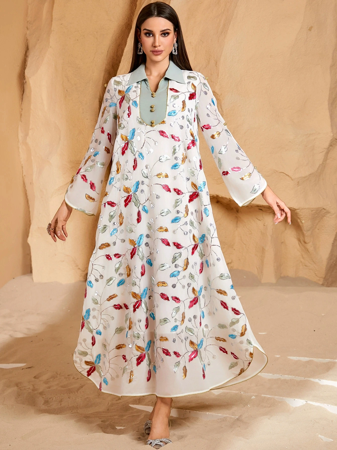 

Slim Diamond Women Dress Turkish Modesty Robe Elegant Fashion Long Dress Arab Muslim Dress Abaya Long Sleeve Islamic Clothing