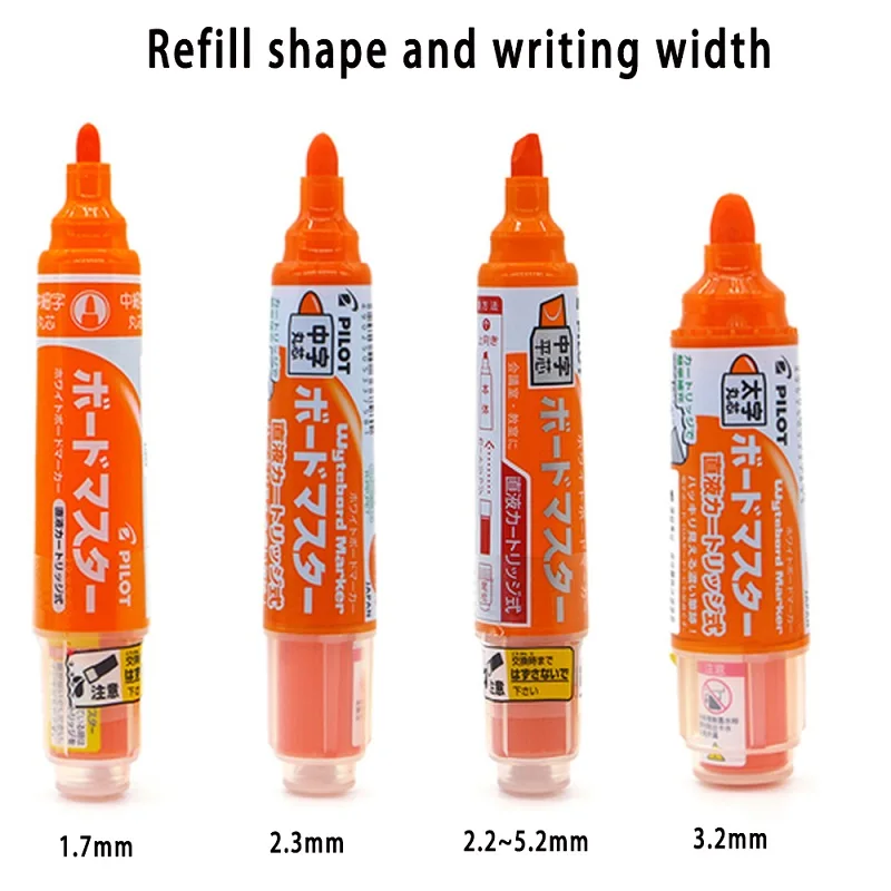 Pilot Whiteboard Pen Stationery Erasable Replaceable ink Refillable Markers 0.7/2.2-5.2/2.3/3.0-6.2/ 3.2/5.0-12mm Durable Tips