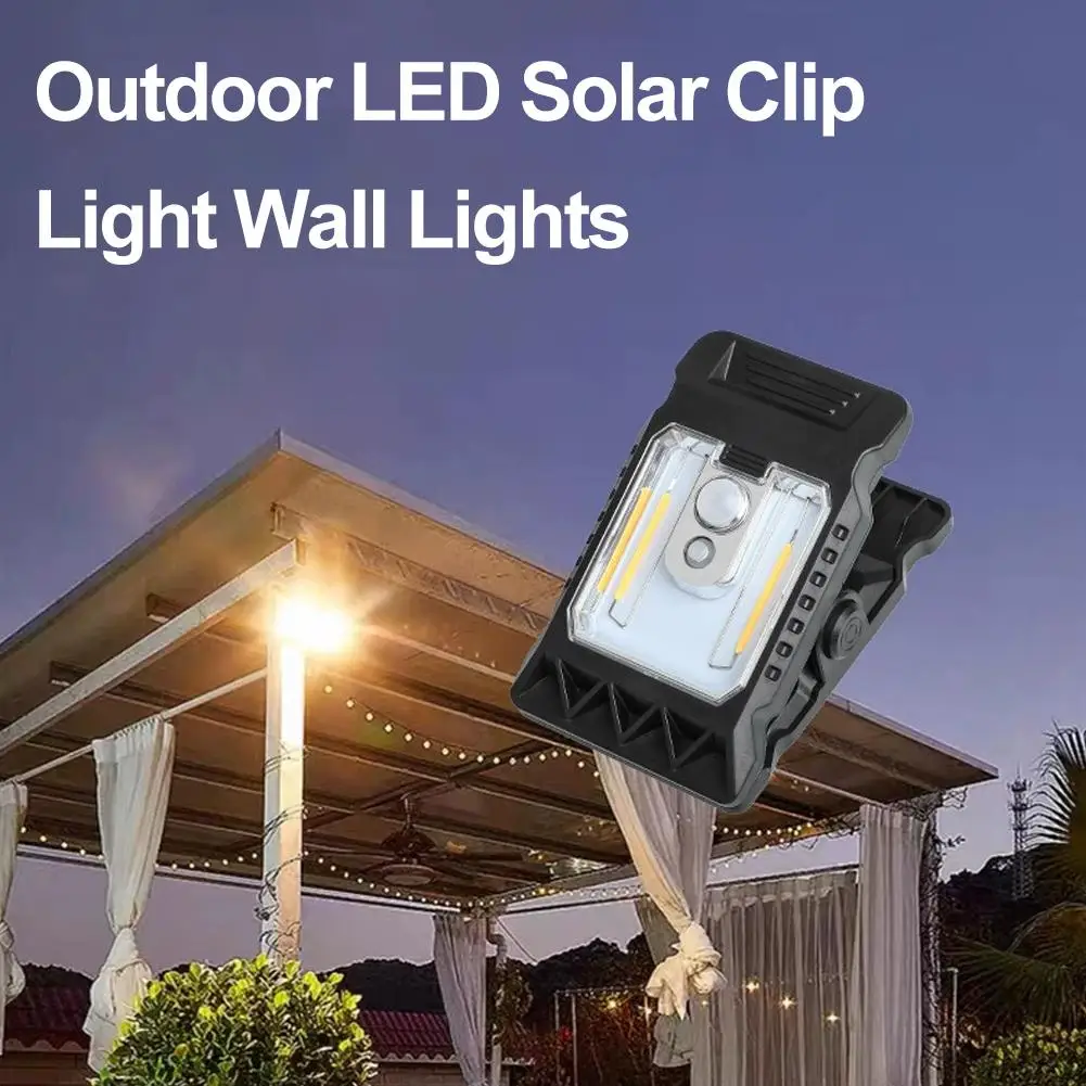 Solar Smart Lighting Outdoor LED Solar Clip Light Portable Waterproof Body Sensor Lamp Courtyard Garden Lamp Patio Home Camping