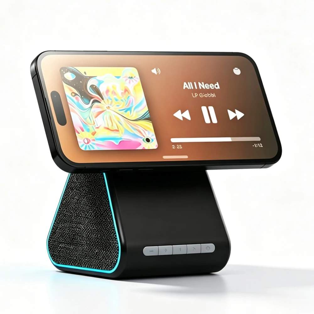 2-in-1-マグネット式ワイヤレス充電器-bluetoothスピーカー搭載、iphone-17-16、airpods対応急速充電スタンド、デスクトップフォンホルダー
