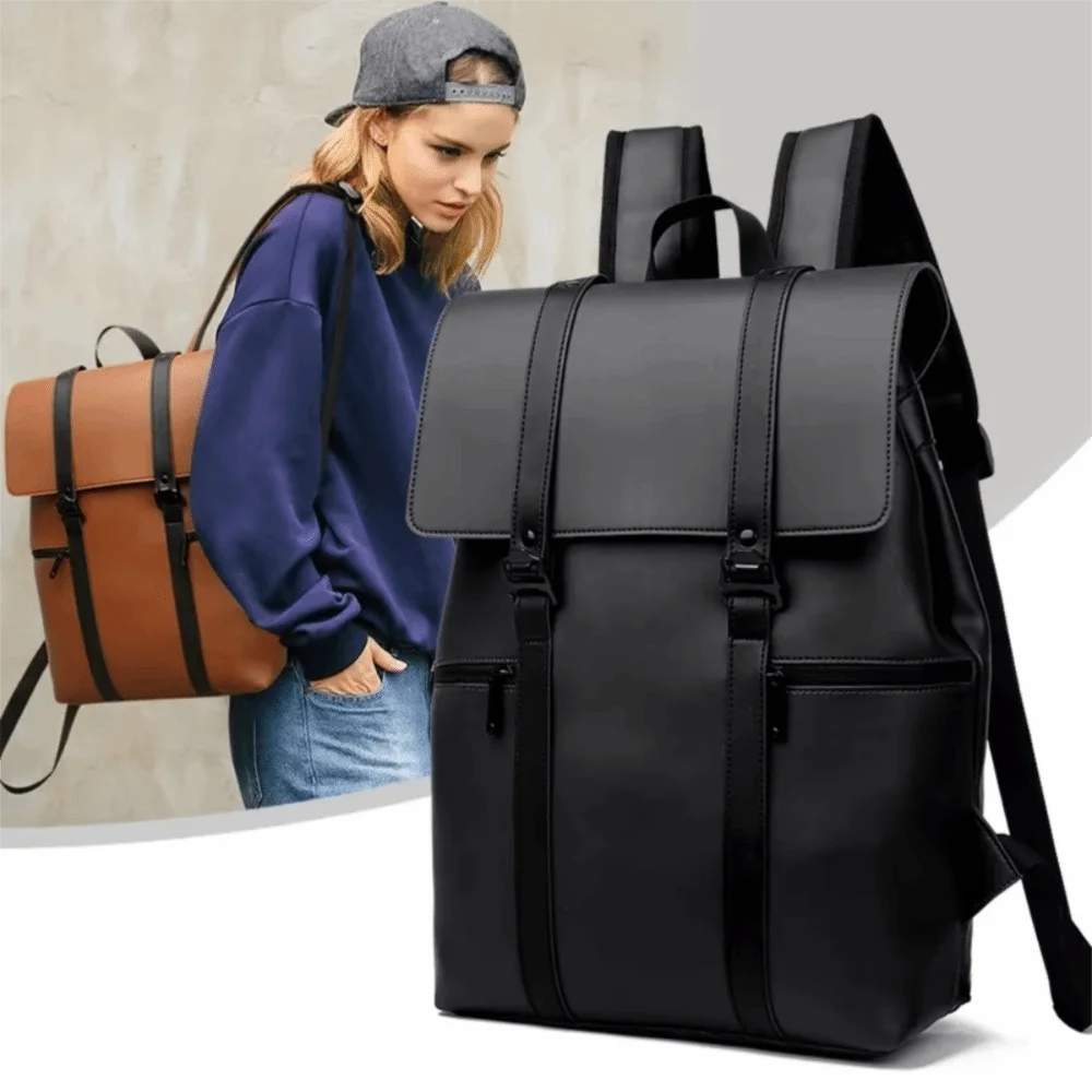 

Waterproof School Bags Large Capacity Solid Color Laptop Backpacks Portable Adjustable Shoulder Strap Travel Backpack