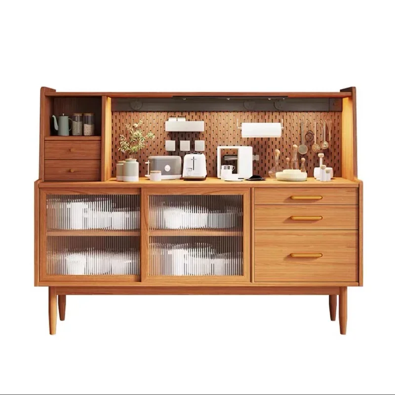 

Nordic solid wood dining side cabinet tea cabinet wine cabinet storage living room small apartment against the wall multi-functi