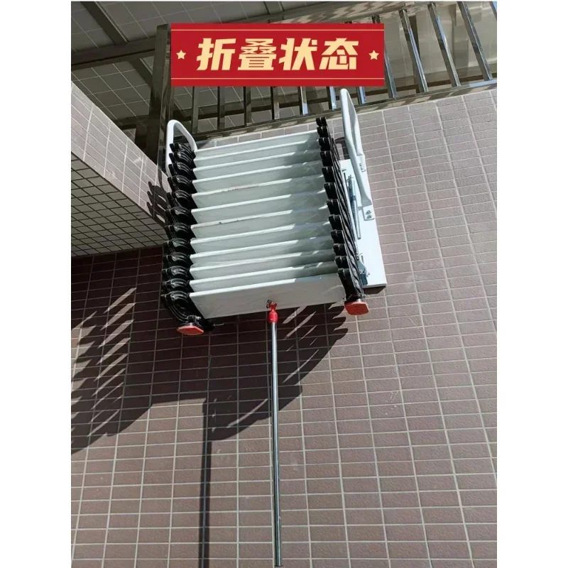 loft wall mounted retractable stairs foldable househol fire duplex stretching ladders Indoor and outdoor wall