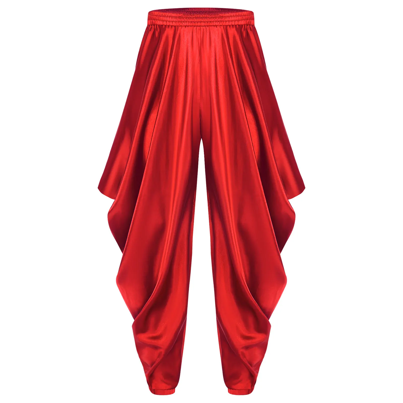 Homens halloween carnaval árabe príncipe harem calças cintura elástica cetim calças soltas para cosplay festa dança do ventre indiano