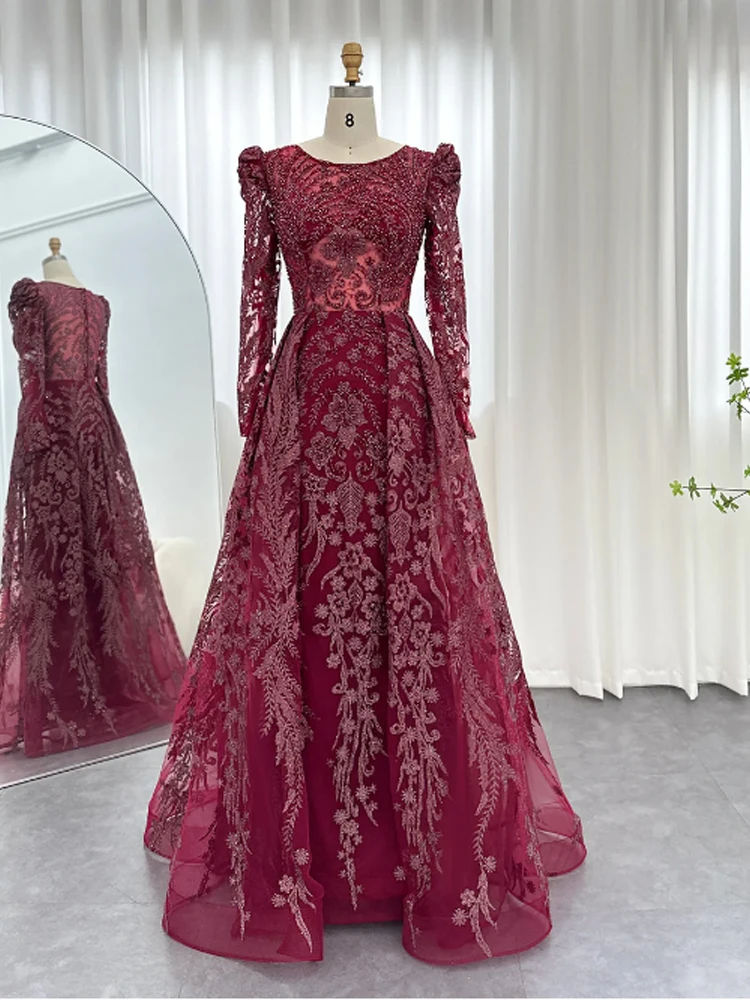 Customized Intricate High quality Formal Organza Pattern Pleat Embroidery A-line High Collar Long Dresses Cocktail Dresses image 3