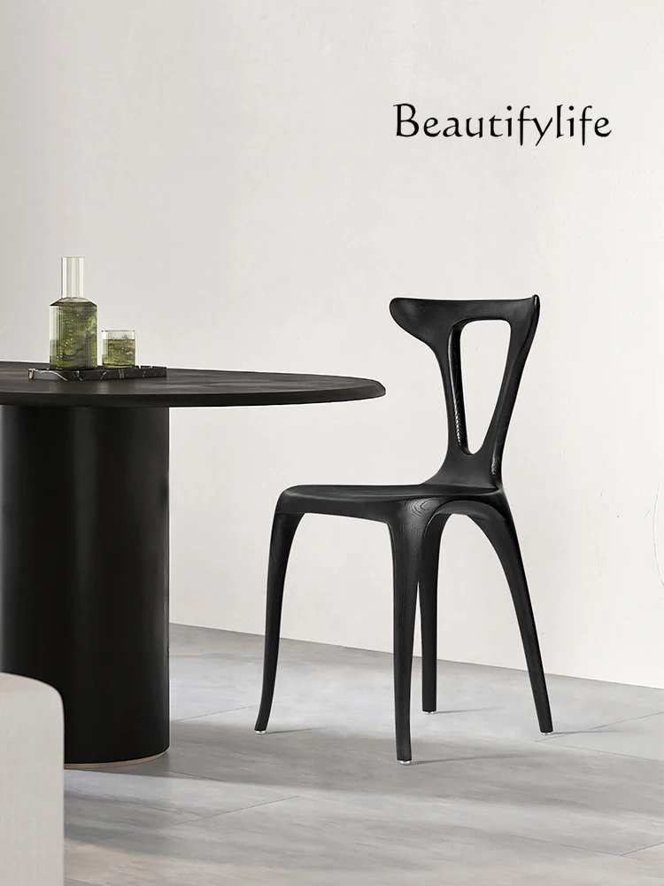 

Italian minimalist ash wood dining chair household living room high-end leisure study writing chair back chair