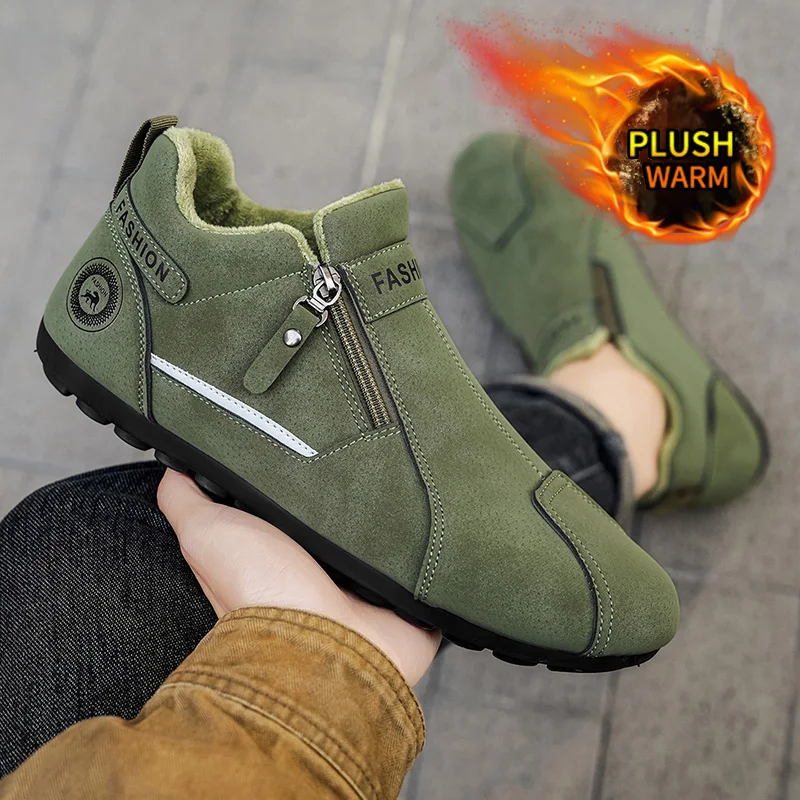 Cotton Shoes for Working Men's Winter Outdoor Casual Sports Fleece Lined Agan Waterproof Wear Resistant Fashion Work Boots
