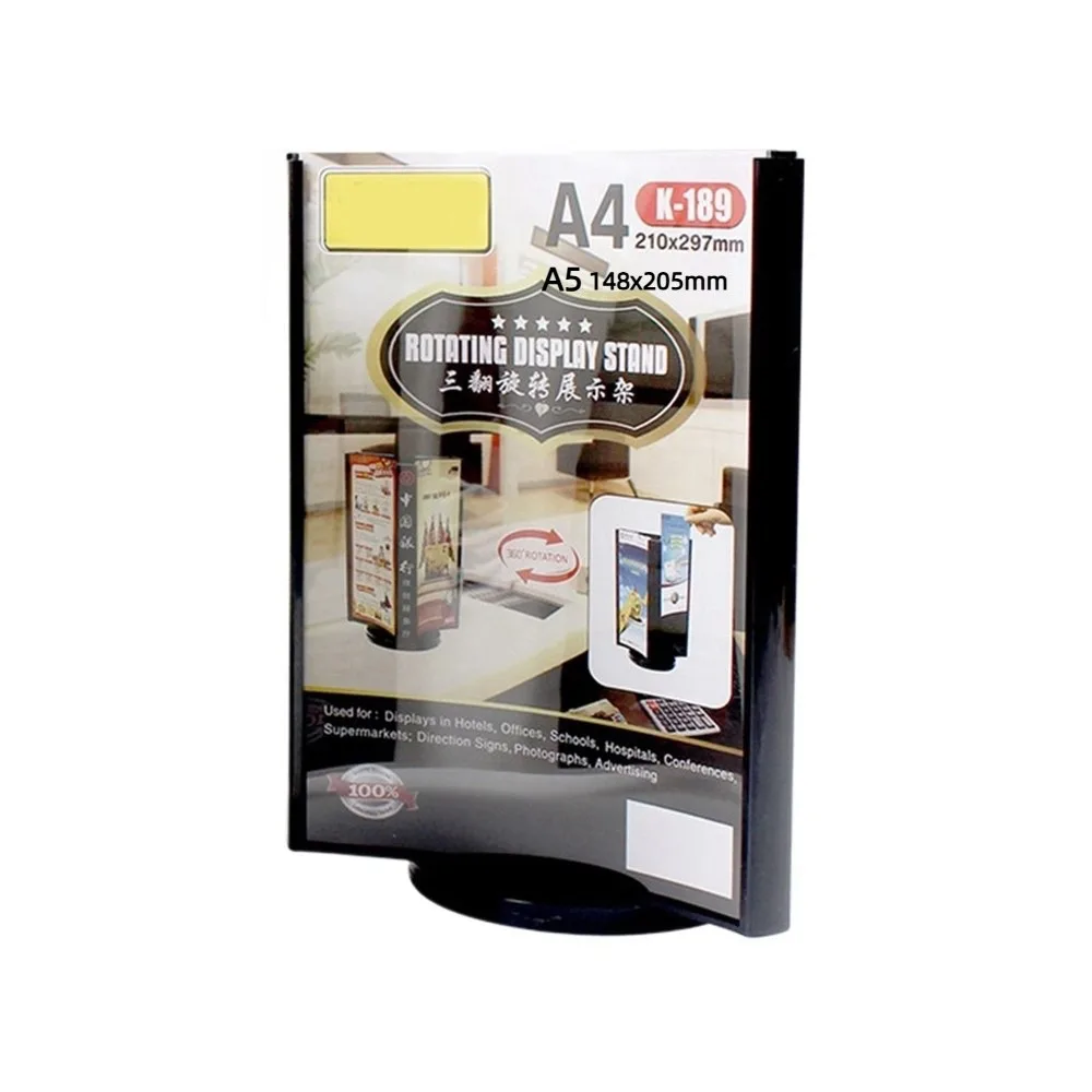 Three-Sided Acrylic Revolving Table Card A4/A5 Transparent Menu Display Stand Waterproof Easy To Assemble