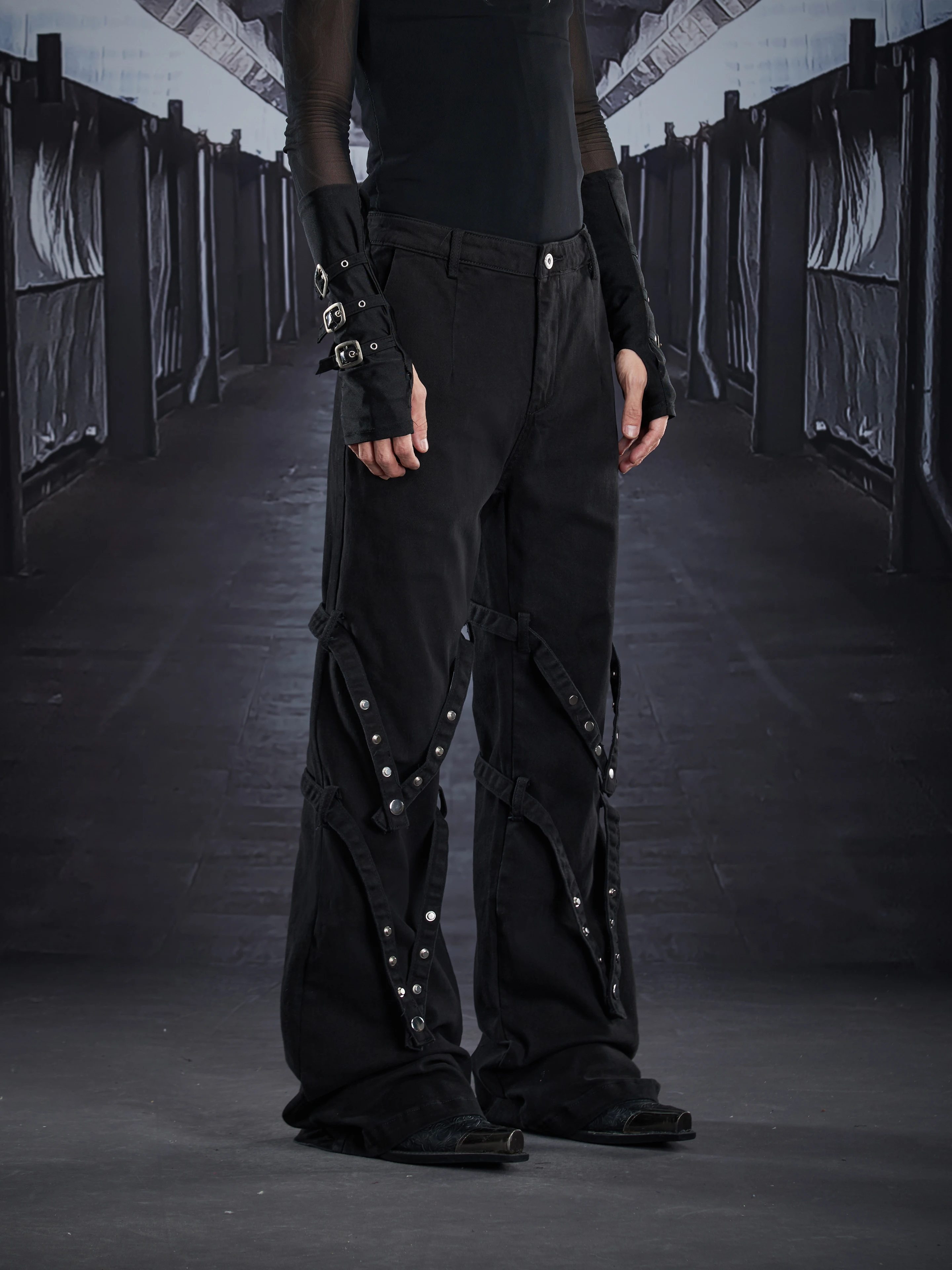 

Особый дизайн, нишевые узкие джинсы в стиле темного панк со съемной лентой, повседневные брюки для мужчин и женщин