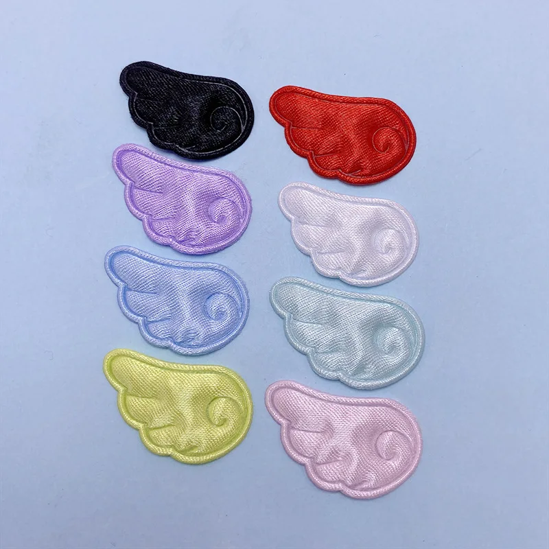 80Pcs 3*1.8CM Fabric Angel Wing Padded Applique For Hair Clip Accessories Socks Hats Bag Cloth Decoration Patches