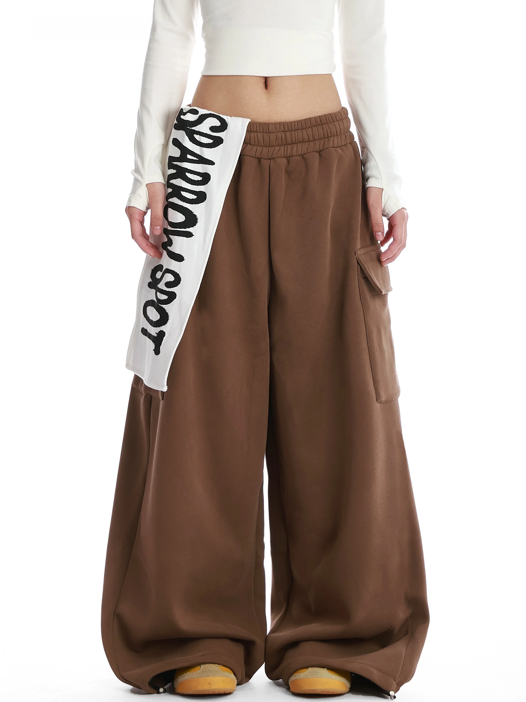 

Американские ретро-брюки с буквенными нашивками, широкие, повседневные, женские, зимние, драпированные, для джазовых танцев, удобные, мягкие