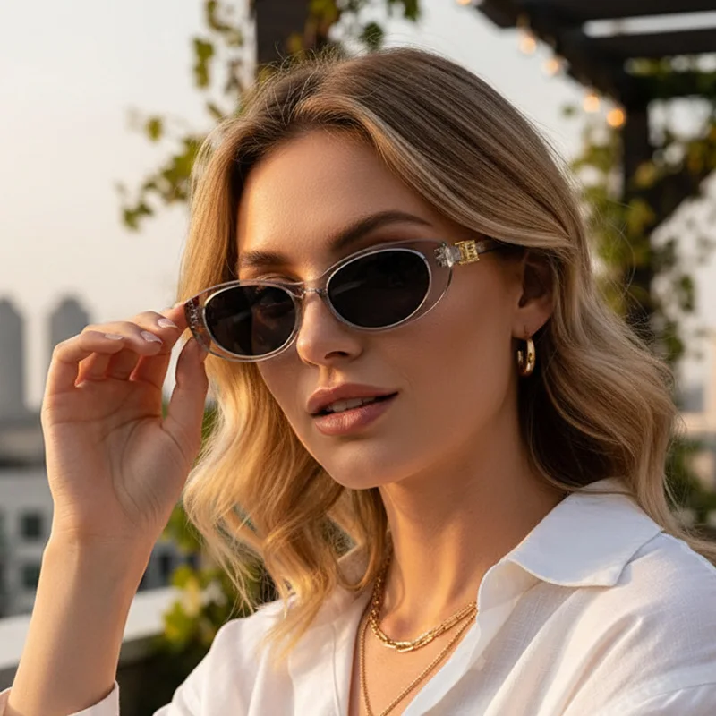 Schutzbrille 3 Stück Mode personalisierte ovale Sonnenbrille Damen kleiner Rahmen Nieten Sonnenbrille Punk UV-Schutz Brillen