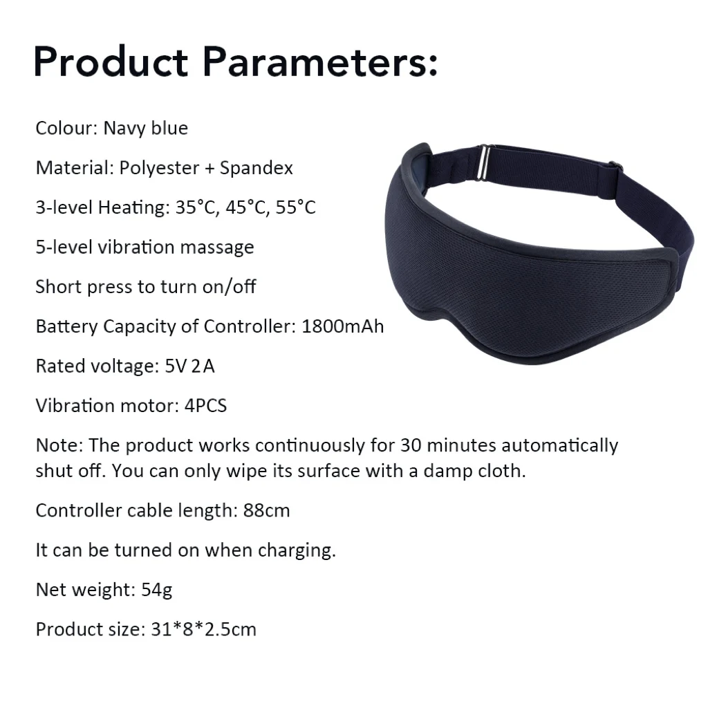 Hot Compress and Massage Eye Mask Electric Heated Eye Massager for Relieve Eye Strain Dark Circles Sleeping Mask Eyeshades
