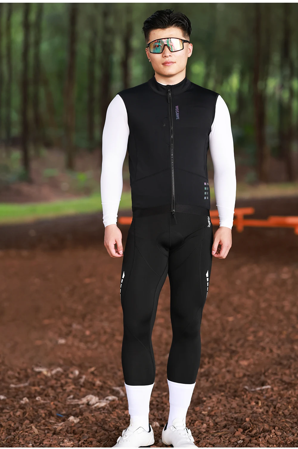 WOSAWE Thermo-Winter-Fahrradweste, winddichte Fahrradjacke, ärmellose Windjacke, Gesäßtaschen für Damen und Herren – Detail 16