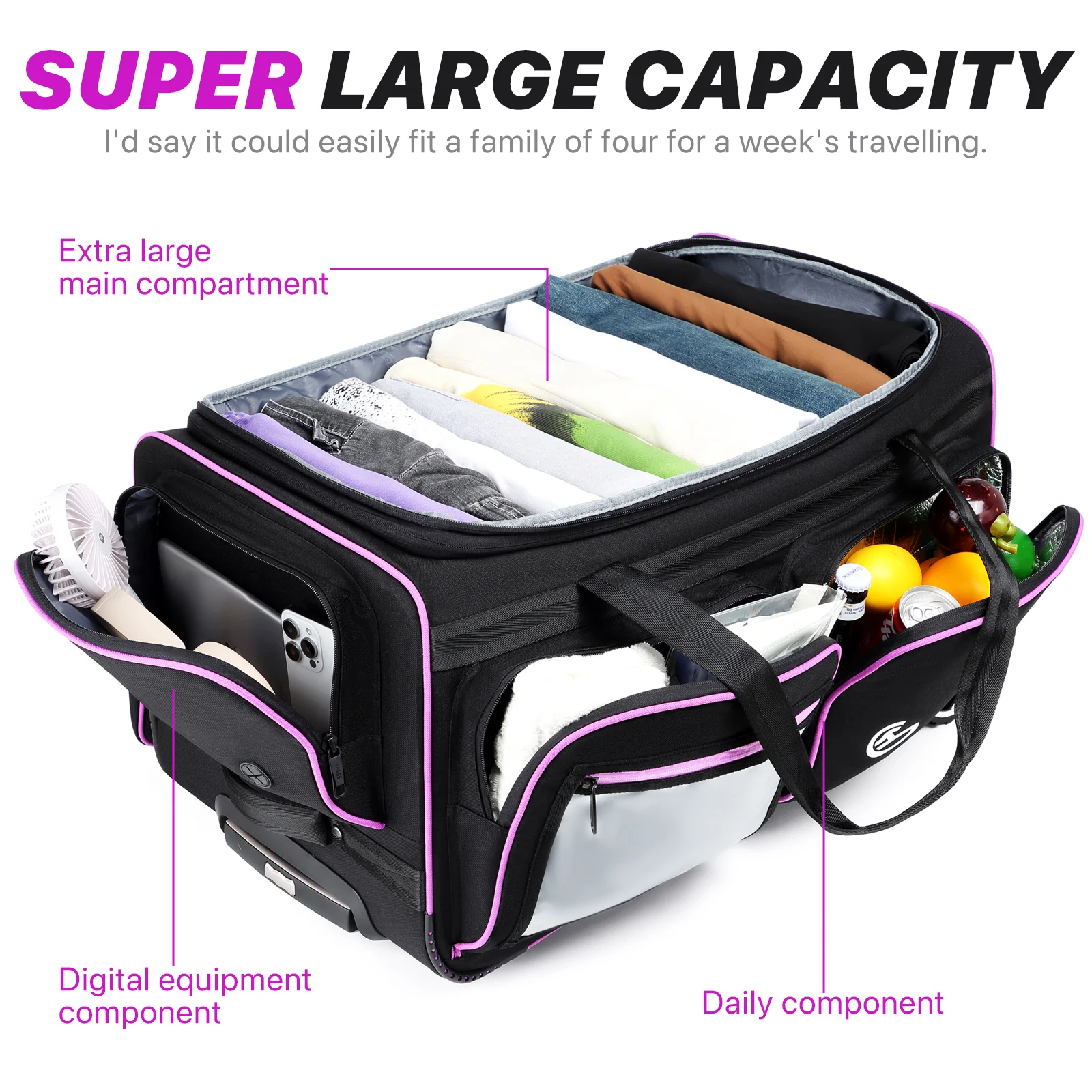 Large-capacity Business Trolley Travel Bag Carry-on Luggage Bag Laptop Bag with Clothes Drying Rack Multi-Functional Travel Case