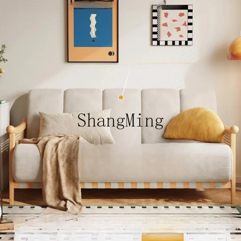 

CL simple home sofa bed solid wood rattan folding dual-purpose small apartment double sofa