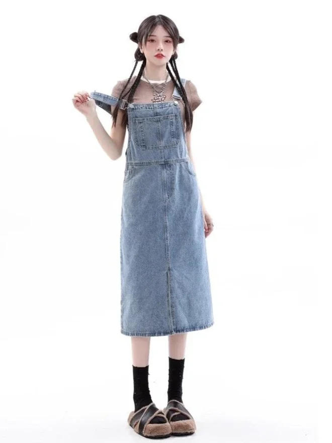 Sommer Neue Damen Cowboy Kleid Lose Pendler Träger Kleid