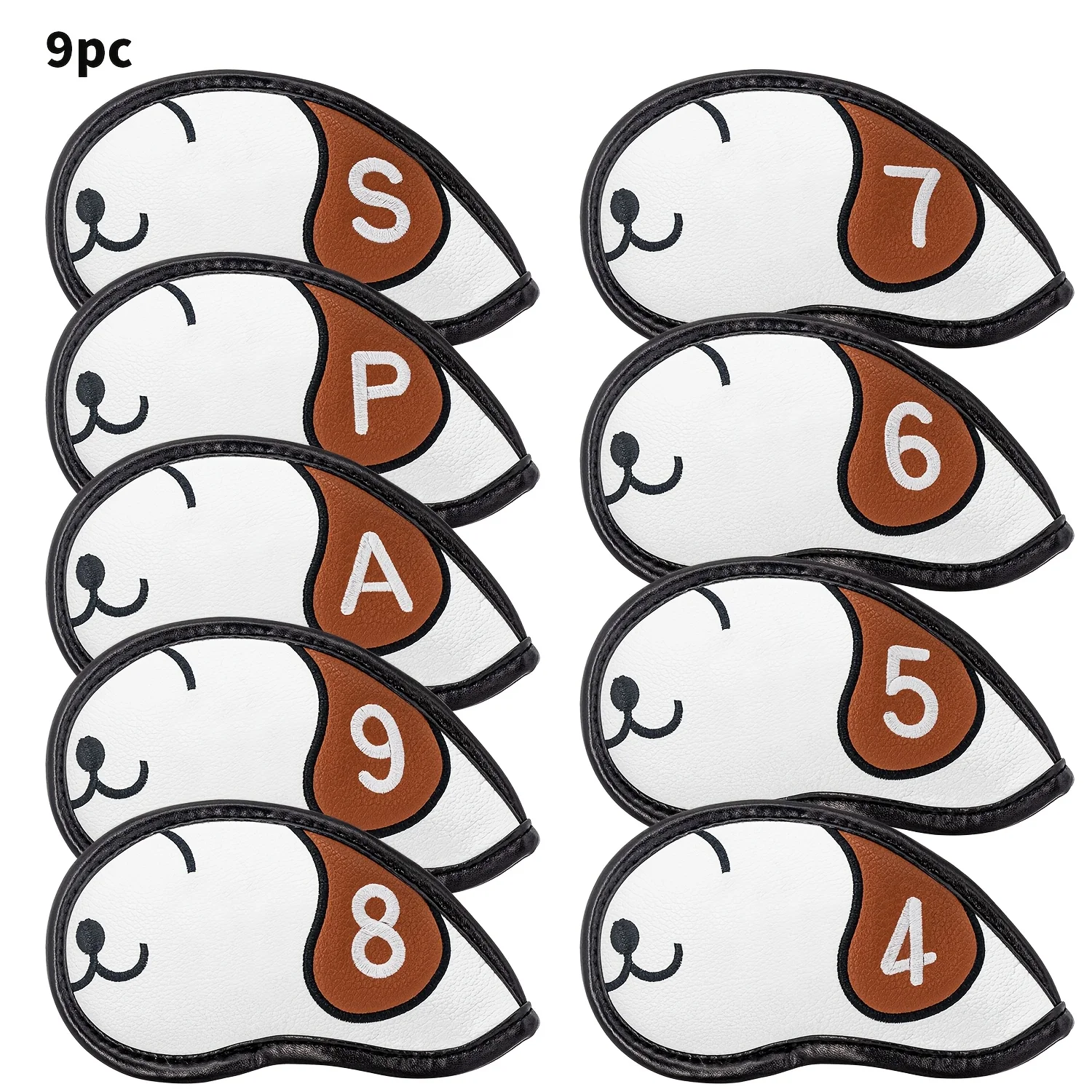 9pcs Golf Iron Head Covers Set, Iron Club Covers Fit for 4, 5, 6, 7, 8, 9, A, P, S Irons, Universal Fit Most Golf Irons