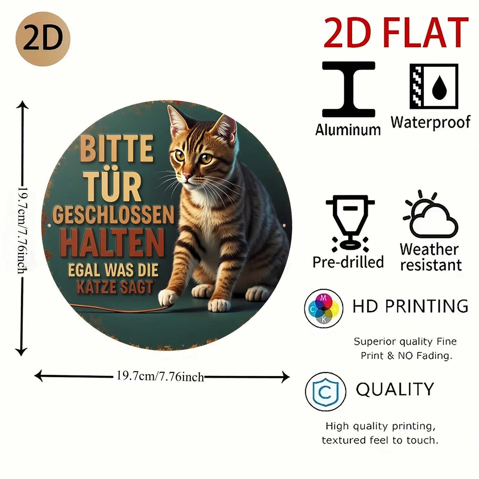 Aluminium Sign, Cat Pattern Aluminum Sign, Fun Home Decoration, Suitable House Decor And Additions, Metal Signs