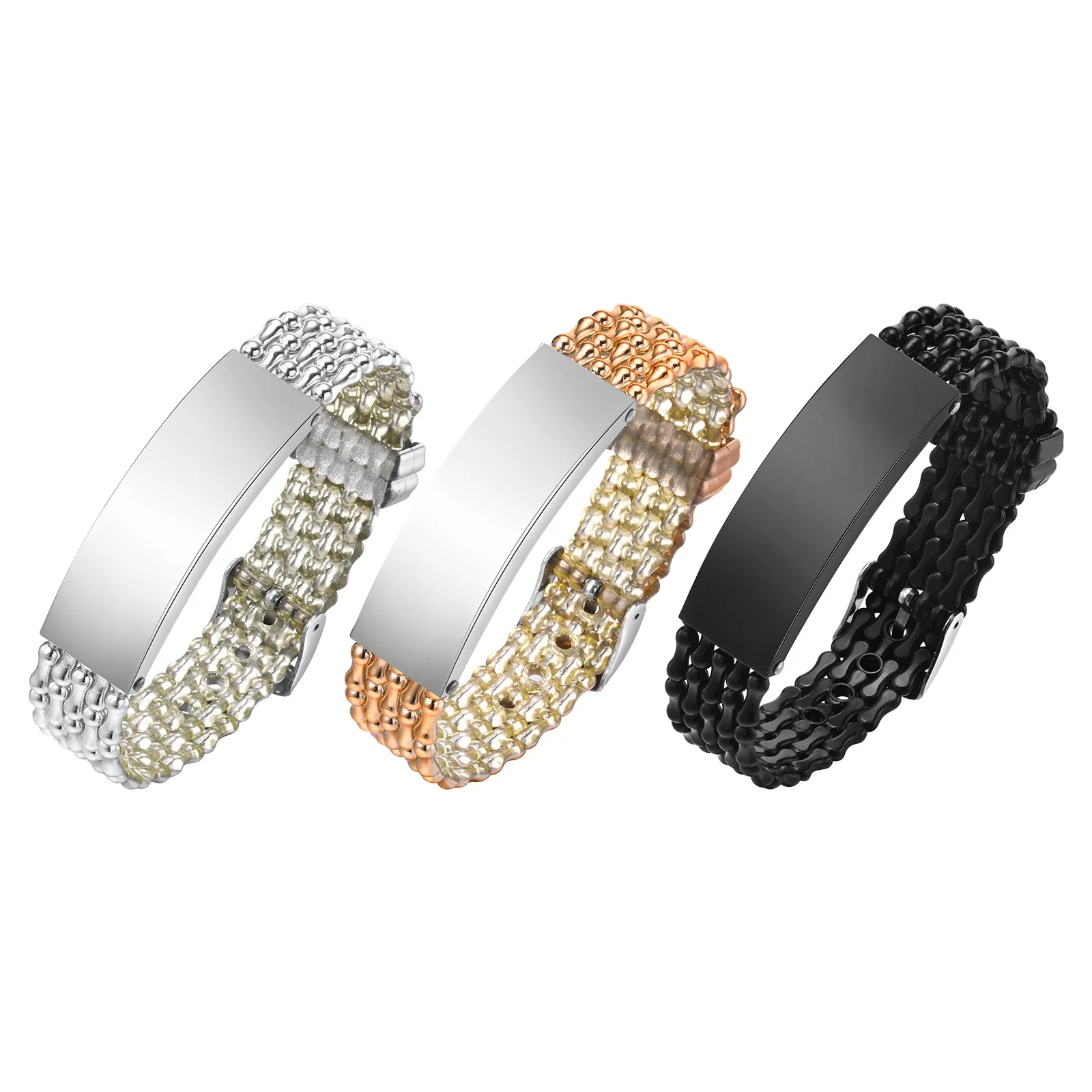 Браслет-манжета из нержавеющей стали с ремешком-цепочкой для мужчин и женщин, ширина 15,8 мм, 7,87 дюйма n153