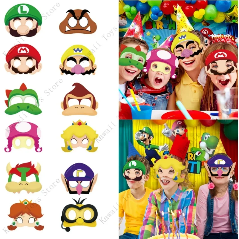 

Super Themed Party Mask Anime Character Luigi Peach Role-playing Children's Halloween Marios Christmas Birthday Decorations