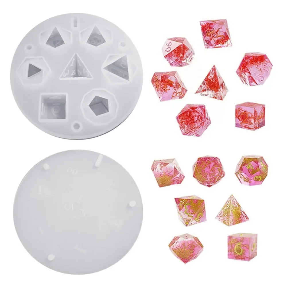 7 Shapes Dice  Epoxy Resin Molds DIY Handmade Polyhedral Sharp Edge Dices Making Table Board Game Silicone Mold