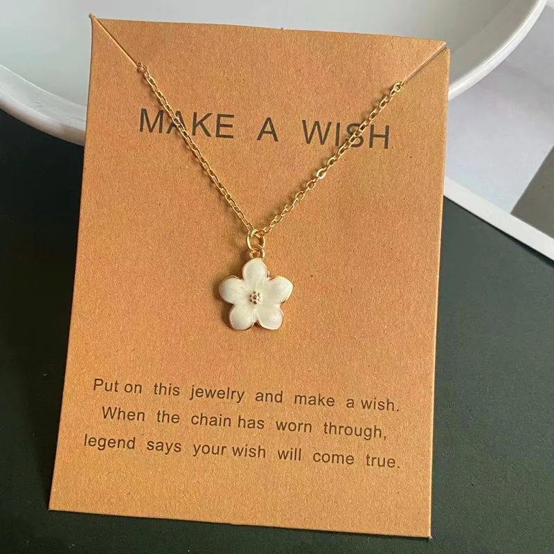 New Flower Pendant Necklace for Women Korean Fashion Cute Romantic Choker Necklace Golden Color Link Chain Neck Jewelry Gift