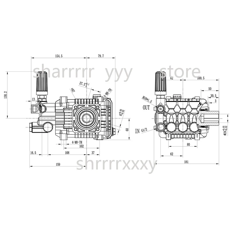 Plunger Pumps 3-19L/min High Pressure Washer Pump 100bar Three Cylinder Cleaning 0.75-4KW Supercharged Car Wash Water Pump 220V