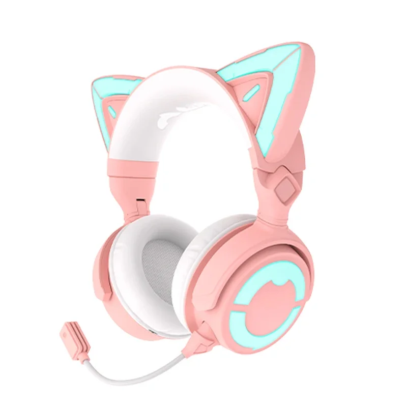 YOWU 4 Wireless Bluetooth Headphones  APP Control RGB Lights Cute Cat Original Earphones Cat Headworn Girl Cat Ear Earphone