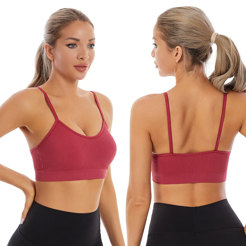 Plus Size Seamless Sports Bra High Impact Support Yoga Running Workout Tank Top with Thin Straits