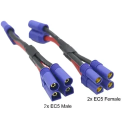 EC5 Parallel Battery Cable Y Splitter 12AWG Silicone Wire Male Female Connector RC LiPo Drone Car Boat 120A