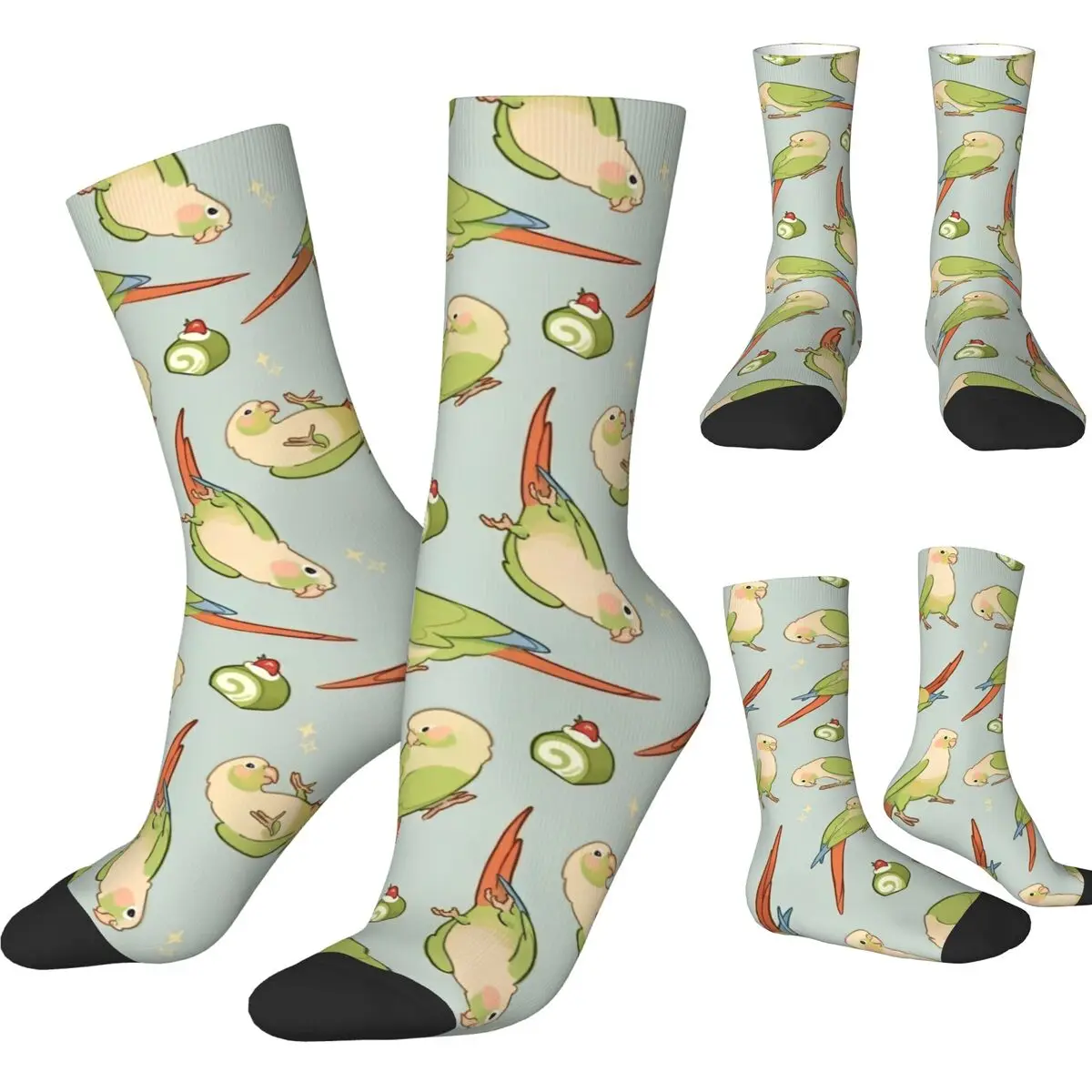 Too Many Birds Cartoon Cockatoo (19) Socks Elegant Stockings Autumn Non Skid Men's Socks Medium Soft Graphic Climbing Socks