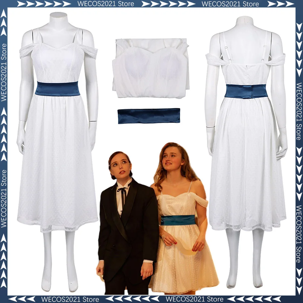 

2025 Movie Fear Street Prom Queen Costume Lori Granger Cosplay Fantasy Clothing White Dress Disguise Women Fantasia Party Outfit