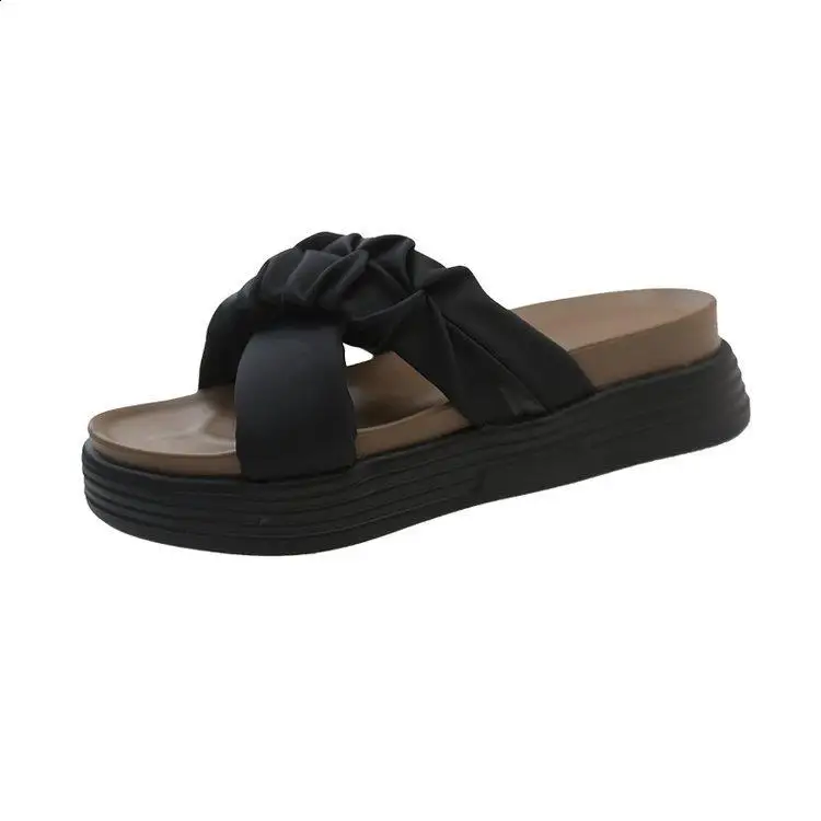 Hausschuhe Freizeit schuhe Plattform Rutschen Hausschuhe Frauen niedrige Gummi Flip Flops Luxus Sommer weich Hawaii Rom Pu Mode Huf