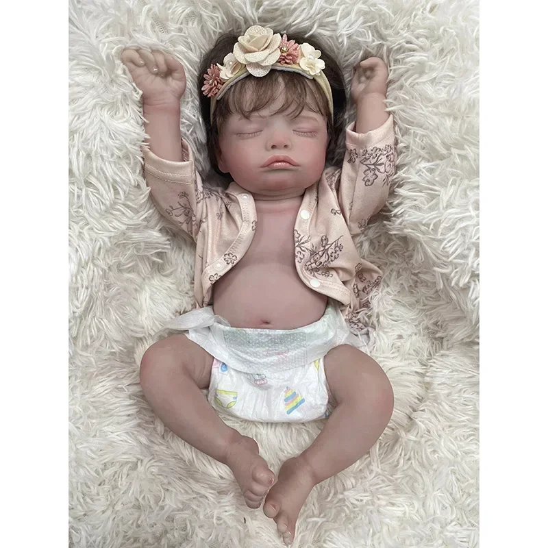 45cm Rosalie Reborn Baby Newborn Dolls Lifelike Soft Touch Full Body Soft Vinyl Layers Painting 3D Skin with Hand Rooted Hair