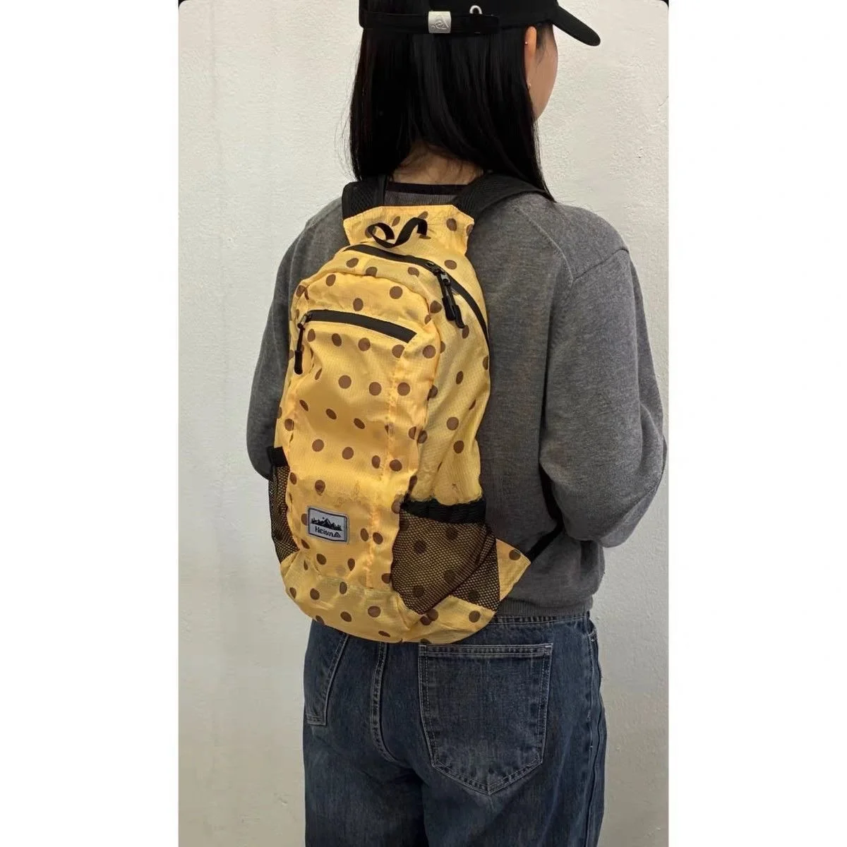 Korean Style Light Weight Nylon Polka Dot Sudakooo Heisan26 Autumn New Double Shoulder Bag for Youth with Water Bottle Pocket