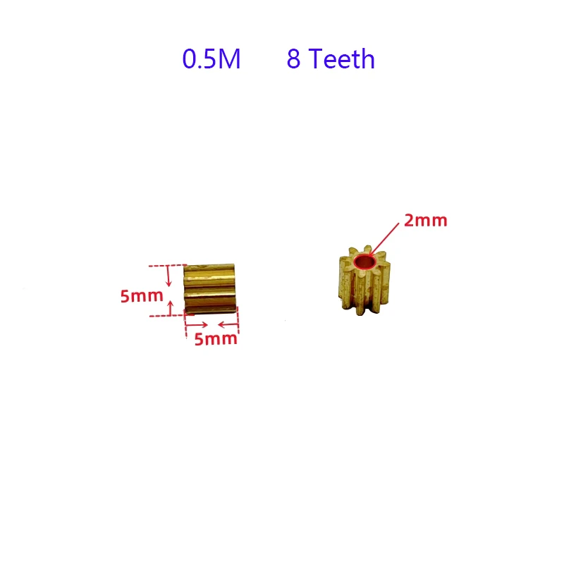 0.5M Modulus Motor Brass Gear 8/9/10/11/12/14/15/16 Teeth Metal Gear Fit 2mm 2.3mm 3mm 5mm Shaft for 130/380/555/775 motor