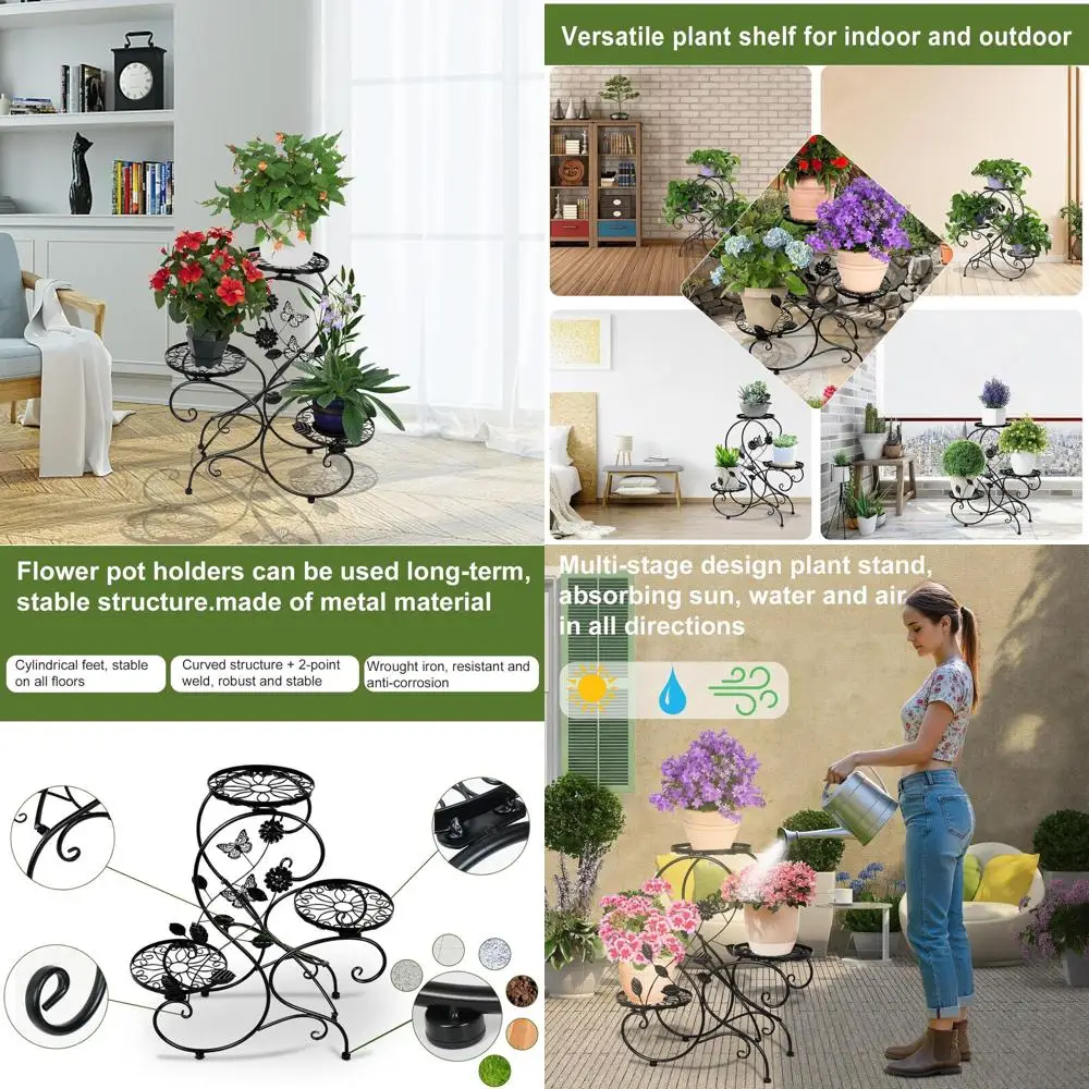 

Sturdy 3-Tier Indoor Metal Plant Stand, Rust-Resistant for Multiple Pots, Strong Iron Holder, Ladder-Style Plant Rack for Home o