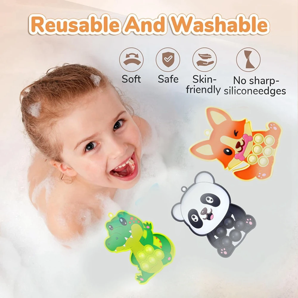 5Pcs Sensory Fidget Pop Push Bubble Toy Whales Crocodiles Pandas Silicone Squeeze Autism Anxiety Stress Relief Popping Toys