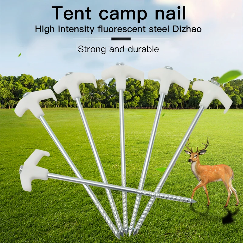 キャンプ用の長い鋼のテント,蛍光灯,ネジ山,屋外のステークス,2つの超軽量,テントアクセサリー,25cm