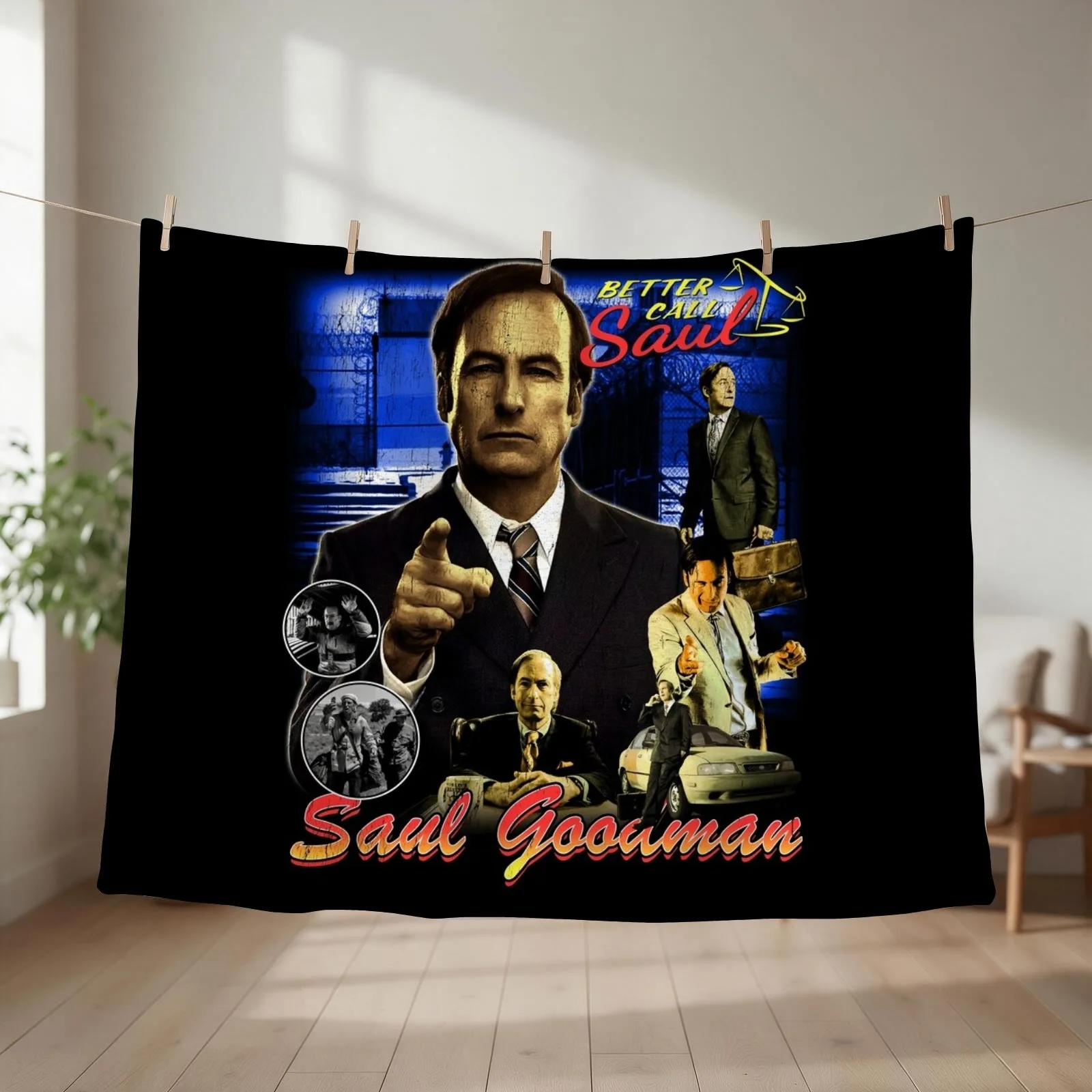 Saul goodman vintage 90s bootleg design Throw Blanket couch cozy soft plush fuzzy picnic outdoor blanket