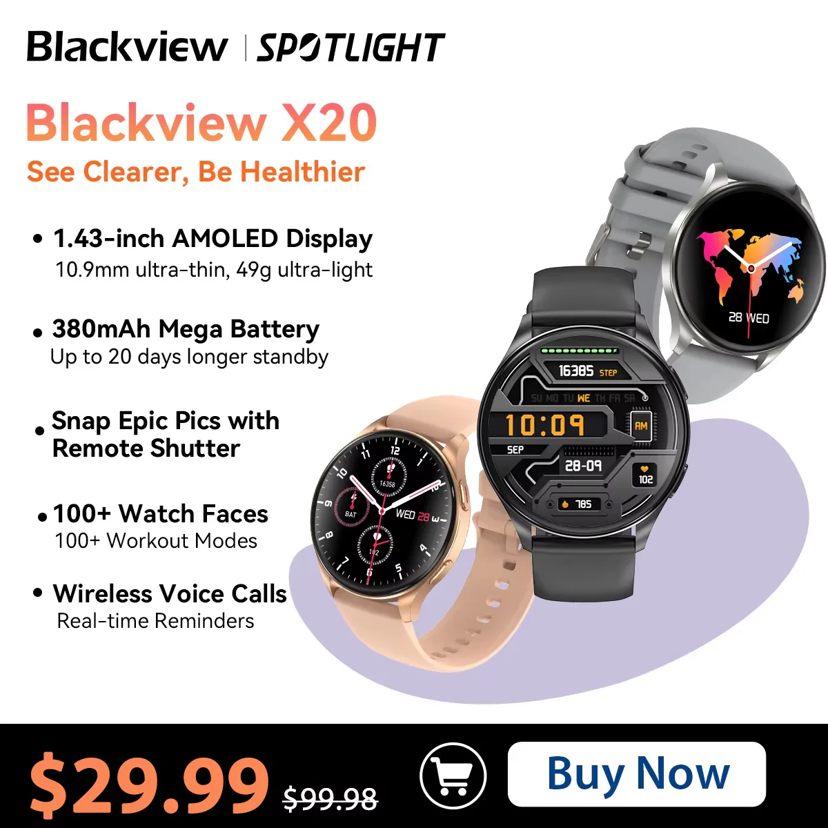 

Новинка 2024, Смарт-часы Blackview X20 с дисплеем AMOLED, Hi-Fi, Bluetooth, телефонные звонки, мониторинг здоровья и фитнеса